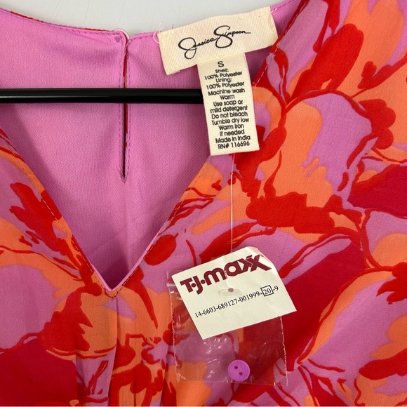 NWT Jessica Simpson Floral Long Sleeve Ruffle Dress with Side Cut Outs Size  S - Picture 11 of 13